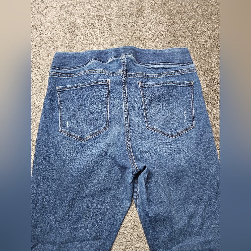 Old Navy Jeans Women Size 14 Distressed Blue Midrise PullOn Jeggings Rockstar - Picture 3 of 13